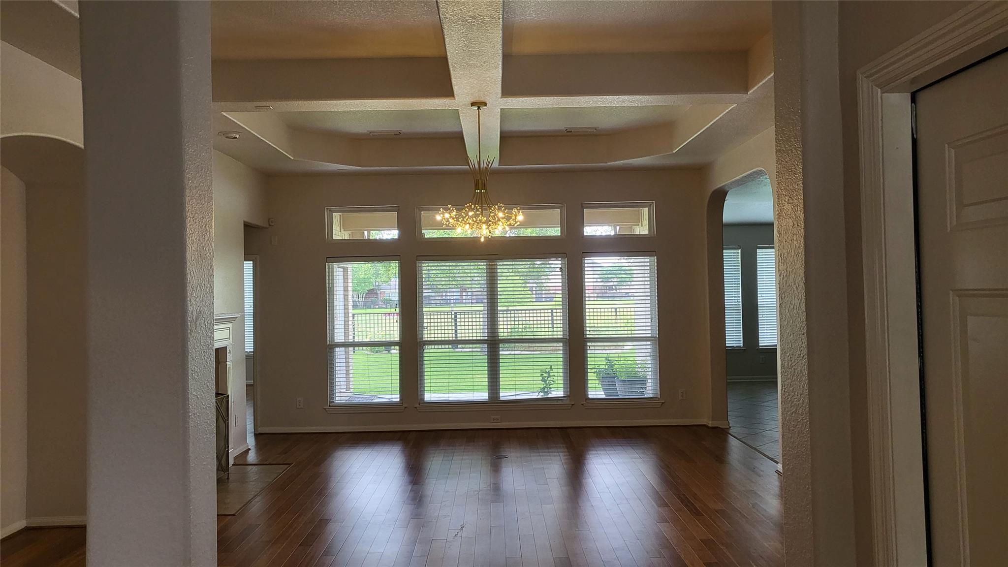 Open living room with 12-foot ceilings